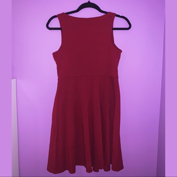 Xhilaration Red Solid Fit and Flare Cut-Out Dress - Picture 4 of 4